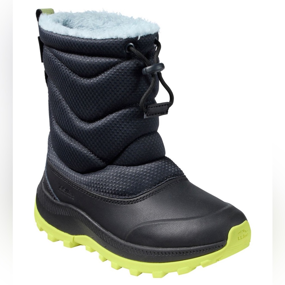 NWT LL Bean Kids' Access Winter Pull-On Boots | size 11 | Black/Neon Green